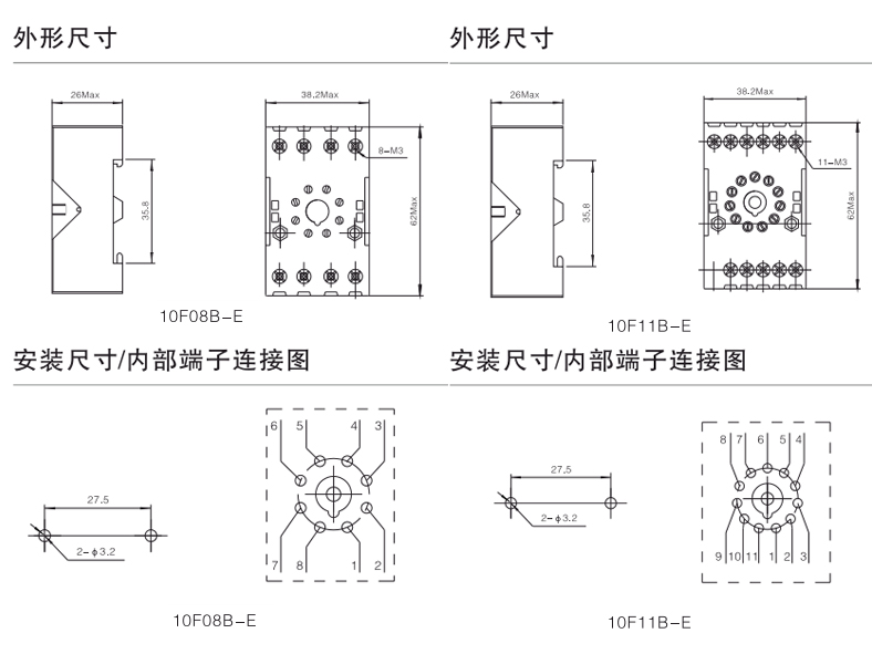 10F08B-E插座-、10F11B-E插座